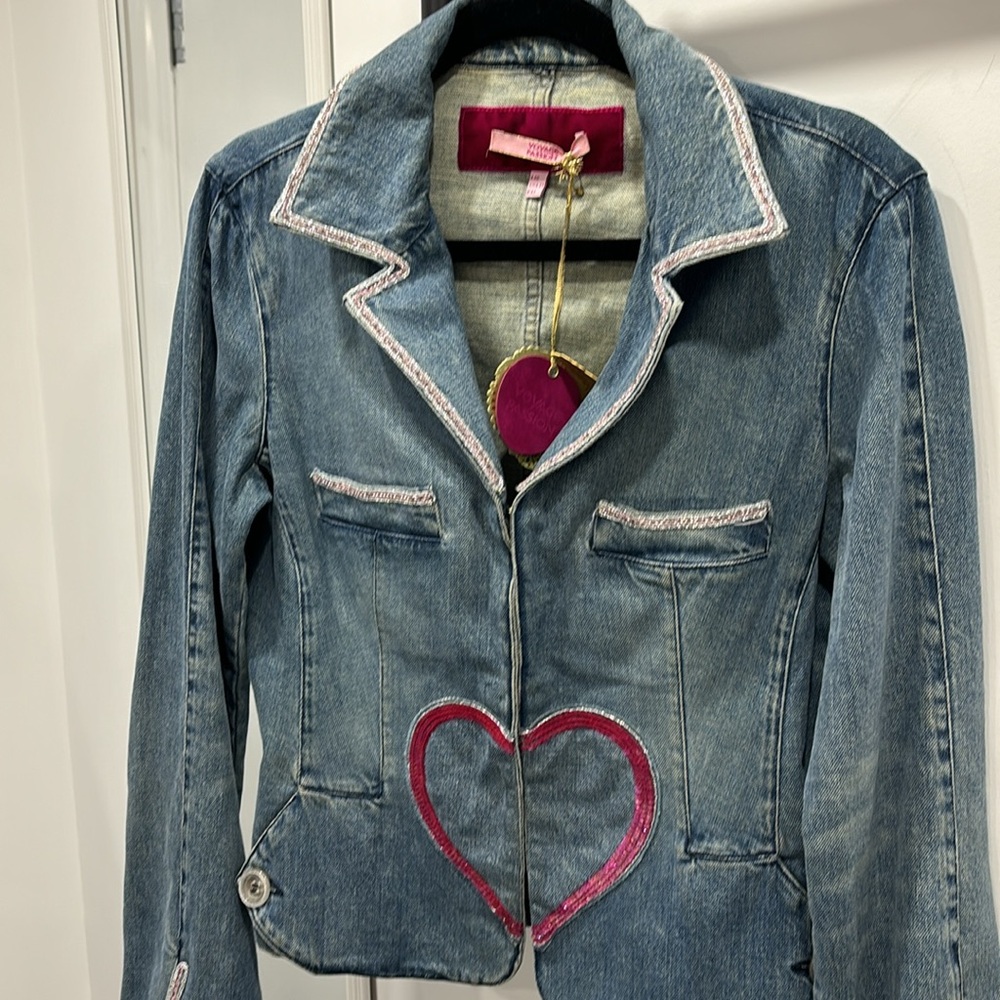 Voyage Passion Denim Jacket with pink sequined heart - 12